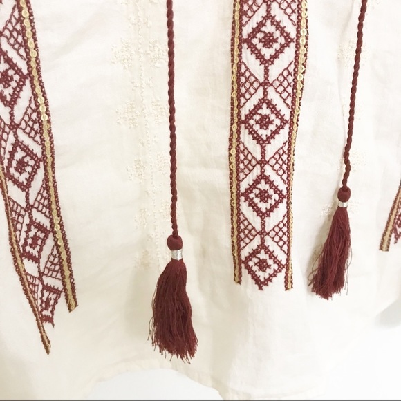 American Eagle Embroidered Peasant Top Sz Small - Picture 6 of 8